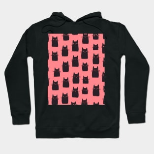 Cute Black Cat Pink Pattern Hoodie